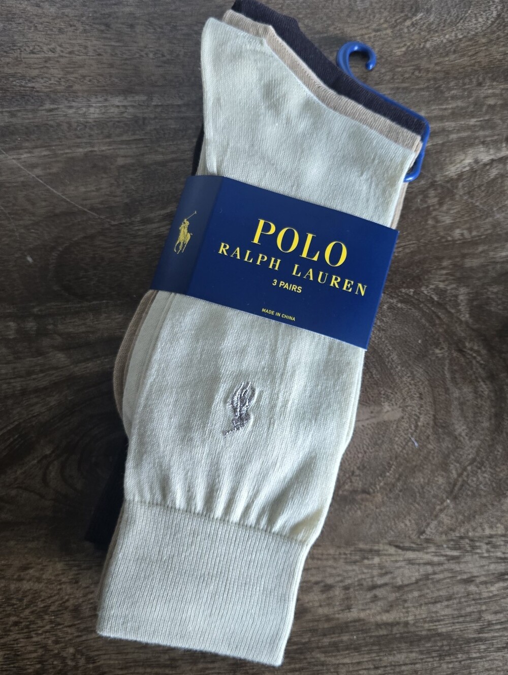 3 Pairs Polo Ralph Lauren Socks Men 10-13 Multicolor Dress Crew Brown Tan